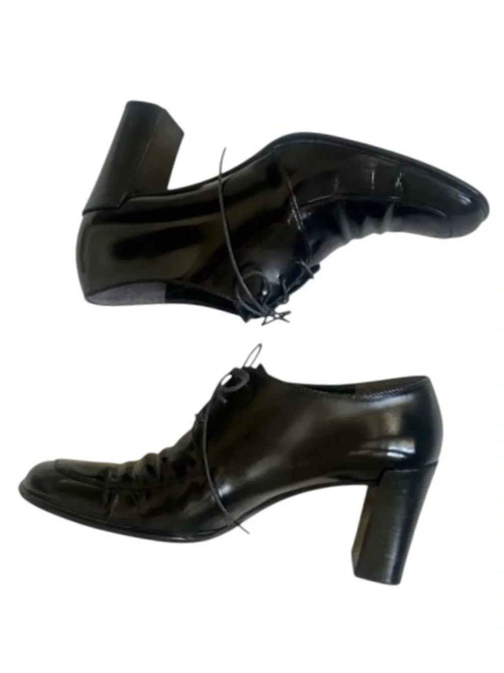 Richard Tyler Black Leather Lace Up Heeled Oxford Dress Shoes Size 7.5 N
